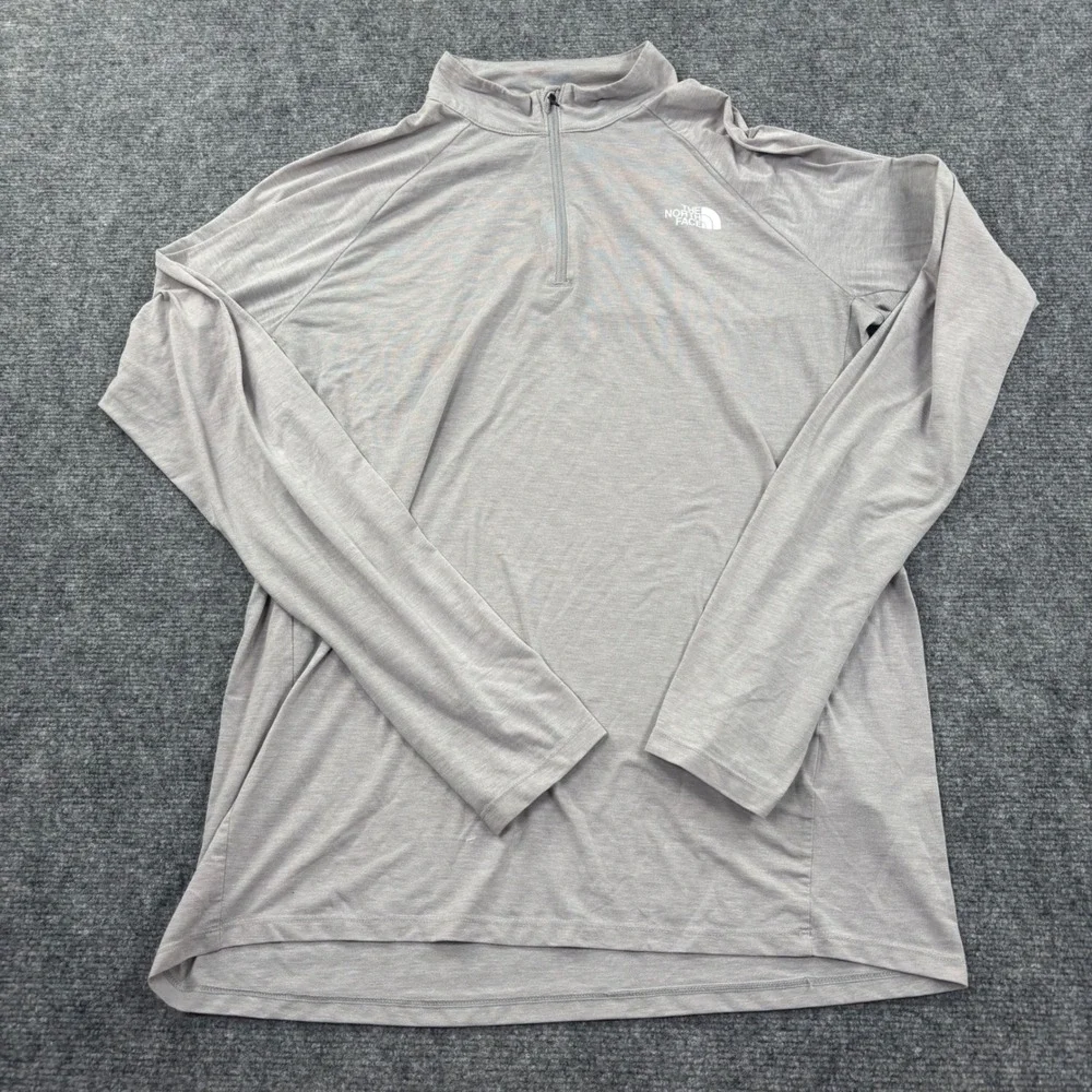 The‎ North Face Quarter Zip Pullover Large Grey Long Sleeve Performance Men's